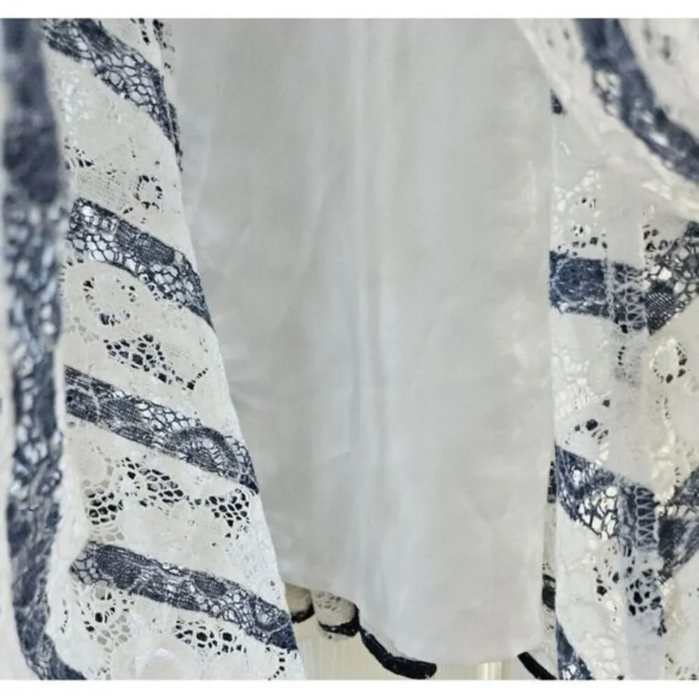 Maison Jules Womans Blue White Floral Lace‎ Mini Fit & Flare Dress Zip Lined XS - Picture 5 of 6